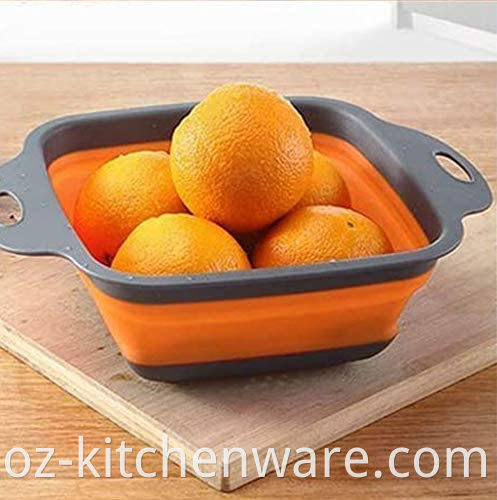 Cozinha de cozinha Esfriador dobrável Eclander Space Space salieiros de silicone dobrável para drenar frutas vegetas de macarrão